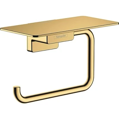 Image de hansgrohe AddStoris Porte papier WC avec tablette, aspect doré poli, 41772990