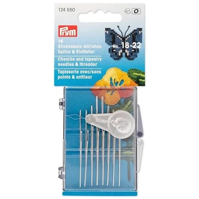 Image de Prym Tapestry + Chenille Needles Assorted No. 18 22 Silver col with Threader