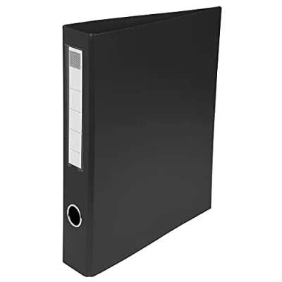 Image de Exacompta réf. 51641E 1 Classeur rembordé PVC 4 anneaux en D de 40 mm sur la 3ème couverture Dos 60 Dimensions extérieures : 32 x 29 cm Format à classer A4 Maxi Coloris noir