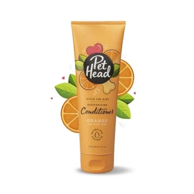 Image de PET HEAD Après shampoing pour Chien 250 ml, Ditch the Dirt, Parfum d’Orange, Désodorise et Élimine les odeurs, Nettoie en profondeur adoucit la fourrure, Formule Douce Chiots