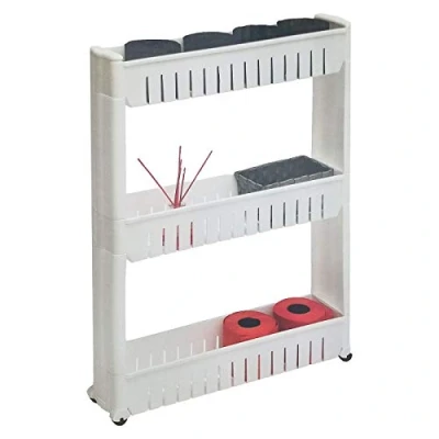 Image de TENDANCE Meuble de Rangement 3 Niveaux sur roulettes Pratique &amp; Multifonction Coloris Blanc