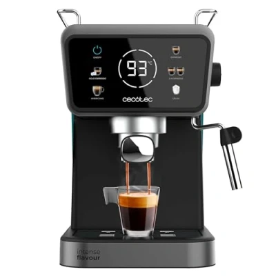 Image de Cecotec Machine à Café Express Power Espresso Touch ColdBrew. Écran Tactile, Système ColdBrew, Pompe 20 Bars, Buse Vapeur Orientable, Réservoir 1,5L, Bras Double Sortie, Nettoyage Facile