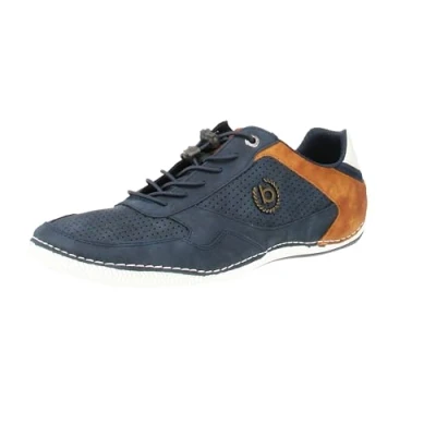 Image de bugatti Homme Baskets décontractées à semelle souple, chaussures lacets avec mousse mémoire de forme, élastiques, Bleu Foncé, 42 EU