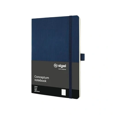 Image de SIGEL CO327 Carnet de notes premium ligné, A5, couverture souple, bleu Conceptum
