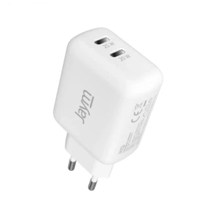 Image de JAYM,Chargeur Maison,Ultra Rapide 3A 45w,double USB C, C PD 20W + 25W pour iPhone 16/15/14/13,Galaxy S24/S23/S22,Note20,Pixel,XIAOMI,Tablettes Neuf