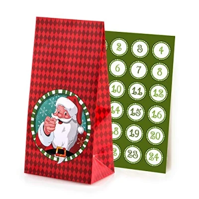 Image de Pajoma Calendrier de l&#039;Avent Motif Père Noël, 1 x 24 sachets à remplir, avec Chiffres Autocollants, Noël