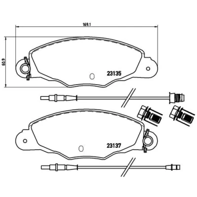 Image de BREMBO P 61 061 Jeu de plaquettes frein contact signal d&#039;usure inclus avec vis d&#039;étrier sans accessoires CITROËN: Xantia 5 portes