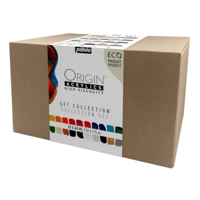 Image de PEBEO 20x60 ML Origin Acrylics Set Collection, Assortiment de 20 Couleurs