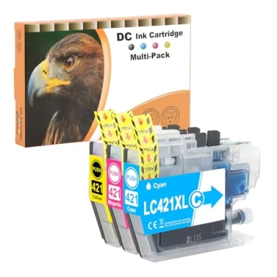 Image de D&amp;C LC421XL Cartouches d&#039;encre compatibles avec Brother LC421 XL pour DCP J1050DW MFC J1010DW J1140DW (Cyan, Magenta, Jaune, 3 Pack)