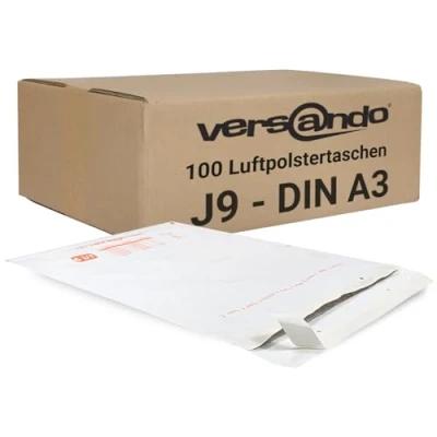 Image de versando Lot de 100 enveloppes à bulles I9/J9 Dimensions intérieures : 300 x 445 mm extérieures 320 455 Blanches Pour format A3