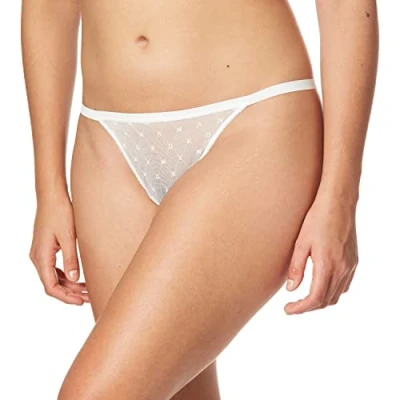 Image de DKNY Intimates Monogram Thong String, Femme, Taille: Small, Poplin white