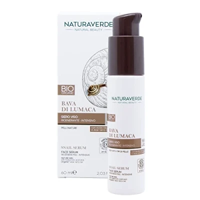 Image de Naturaverde BIO Sérum Visage Régénérant Intensif, Visage, Bave d&#039;Escargot, avec Acide Hyaluronique et Aloe Vera Gel BIO, Certifié ICEA, 60 ml