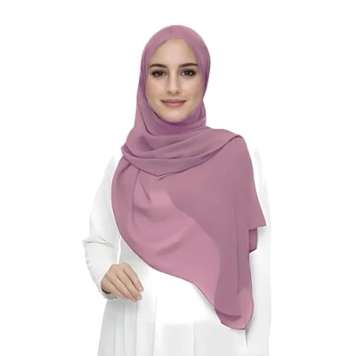 Image de Lina &amp; Lily Écharpe Hijab pour Femme Musulmane en Mousseline Rectangles, Tissu Léger et Fluide (Vieux Rose)