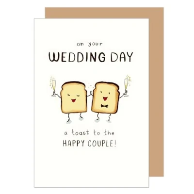 Image de Edition Seidel Carte de vœux Mariage qualité supérieure avec enveloppe en papier kraft Just Married Mariée et marié Toast H487 SW024