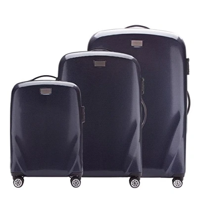Image de WITTCHEN PC Ultra Light Bagage Rigide Lot de 3 valises en Polycarbonate Quatre roulettes Serrure à Combinaison TSA Manche télescopique Aluminium Taille (S+M+L) Bleu foncé