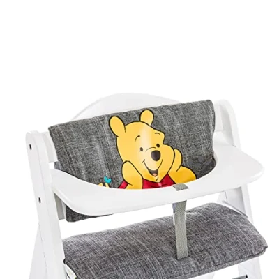Image de hauck Coussin Chaise Haute Bébé Highchair Pad Deluxe, Compatible avec Chaises Alpha+ et Beta+, Fixation Facile à Scratch, 2 Pièces, Pooh Grey