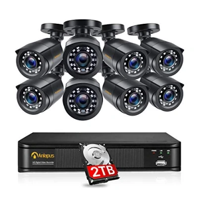 Image de Anlapus H.265+ 8CH 1080P 2TB Kit Caméra de Surveillance Extérieure 2MP avec DVR Enregistreur 1080p, Vision Nocturne 20M Alerte Instantanée &amp; APP Gratuite Accès à Distance