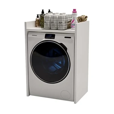Image de MRBLS_HOME Armoire pour machine à laver et sèche linge, meuble de salle bain, buanderie, plusieurs couleurs, 66 x 97 62 cm (blanc)