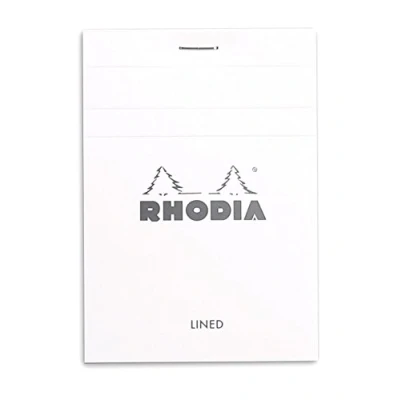 Image de RHODIA 12201C Bloc Notes Agrafé N12 8,5 x 12 cm White Petits Carreaux 80 Feuillets Détachables Papier Clairefontaine Blanc g/m² Couverture Souple et Résistante