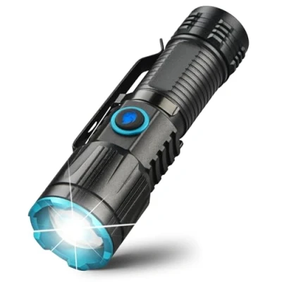 Image de UltraFire Mini lampe de poche LED rechargeable, 1000 lumens, zoomable, 4 modes, XPH50 super lumineuse, petite avec batterie