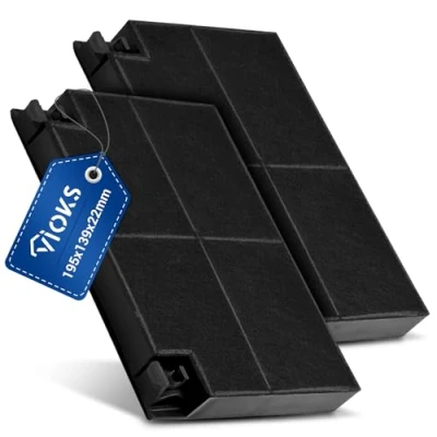 Image de VIOKS Lot de 2 filtres à charbon actif pour hotte aspirante 195 x 139 mm Remplacement Zanussi 902979355/2 EFF70 E3CFF70 Filtre Neff