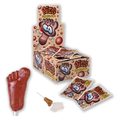 Image de CERDAN pied / 40 Pièces Bonbon sucette et poudre Sachet individuel avec sucettes goût cola