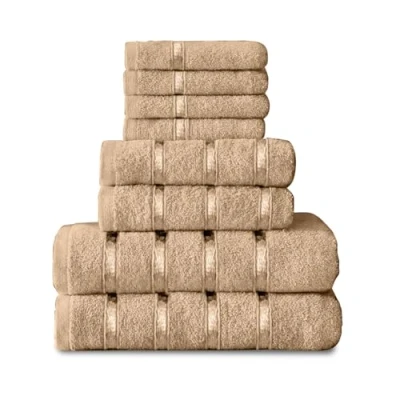 Image de GC GAVENO CAVAILIA Towels Linen Les Serviettes, Coton, Naturel, 8Pc Bale Set
