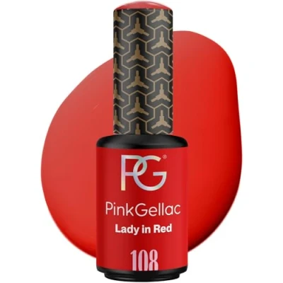 Image de Pink Gellac Vernis Semi Permanent UV 108 Lady in Red 8 ml Gel Rouge Pour 14 Jours Polish Facile à Utiliser de Qualité Salon Enlever