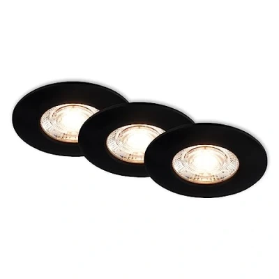 Image de BRILONER Lot de 3 spots LED encastrables 230V, pour salle bain IP44, plafond, LED, plafond plats, noir