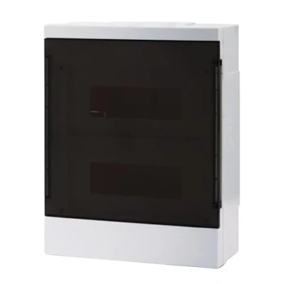 Image de Lion Electric Boîte à fusibles en saillie 24 modules Armoire de commande 2 rangées Blanc Avec porte transparente Sans halogène Entrée câble pour pièces humides protection