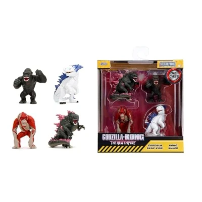 Image de Jada Toys Lot de 4 Figurines Godzilla x Kong (Godzilla, King Kong, Shimo, Skar King) à Collectionner en métal MonsterVerse 6,5 cm chacune, pour Fans et collectionneurs partir 8