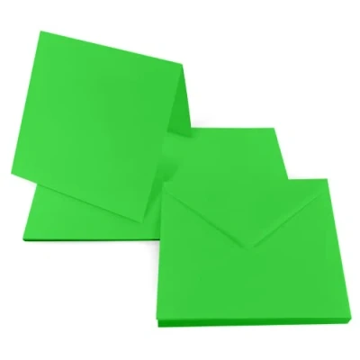Image de Netuno 25 cartes vierges avec enveloppes carées vertes + Rainbow set de pliables et décoratives colorées pour invitations vouex anniversaire