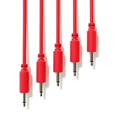 Image de ExcelValley 5 Pack Câbles Modulaires Mono Patch TS 3,5mm 1/8&quot; Eurorack Synthétiseur [Rouge 120 cm 47&quot;]