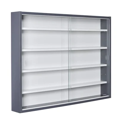 Image de Inter Link Vitrine Murale pour Objets de Collection Armoire rangement avec 4 étagères 5 Compartiments Miniatures MDF Gris/Blanc (80x60x9.5 cm) Collecty Gris