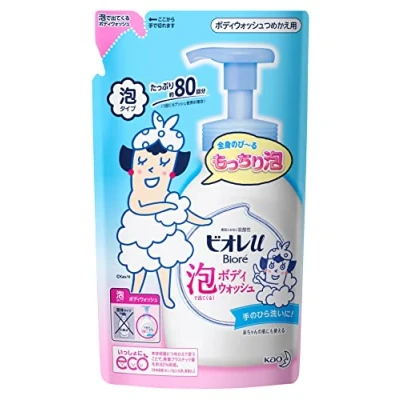 Image de KAO Biore u Bubble Body Wash Refill 480ml General Purpose (Biore II) Soap Wet your skin, take 1 2 pumps of foam, spread it on s