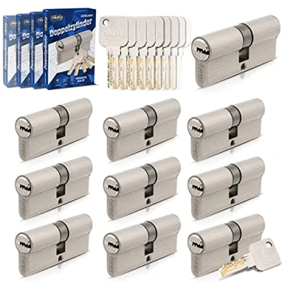 Image de GERCAR Pro Lot de 10 cylindres serrure, à fermeture identique, 30/40 mm, profilés, avec 50 clés, pour serrure porte, longueur : 70 A 30, B 40 Système