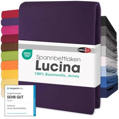 Image de CelinaTex Lucina Drap Housse revêtement surmatelas lit sommier tapissier Coton 2er Set 90x200 100x200 cm Lilas