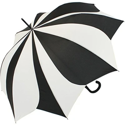Image de Pierre Cardin Parapluie pour femme grand stable tournesol, Noir et blanc., 105 cm avec système automatique