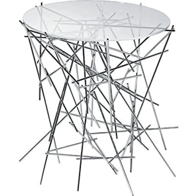 Image de A di Alessi Blow Up Petite table avec base en acier chromé et plan verre