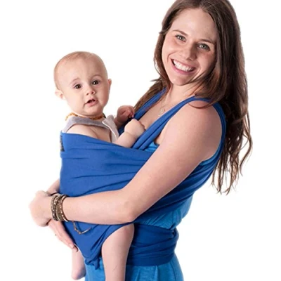 Image de CuddleBug Écharpe de Portage Facile à Enfiler Porte Bébé Naissance Multifonctionnel Pour les Bébés Jusqu’à 16 Kg Sling Mains Libres Couverture (Bleu/Blue)