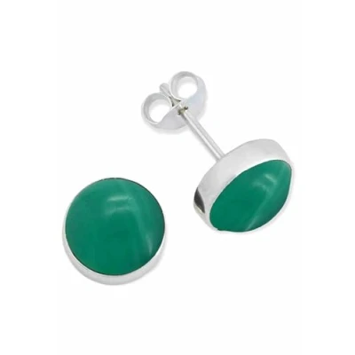 Image de Boucle d&#039;oreille argent 925 sterling onyx vert Clous d&#039;oreilles véritable femme (NO.: MOS 059 14)