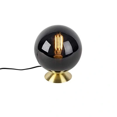 Image de Qazqa pallon Lampe de table 1 lumière Ø 200 mm Noir Art Deco éclairage intérieur Salon I Chambre