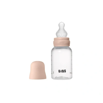 Image de Biberon BIBS d’une capacité de 150 ml avec tétine en silicone fonction anti colique, sans bisphénol A, ronde, débit lent, convient aux nouveau nés Blush