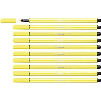 Image de STABILO Lot de 10 Feutres Dessin PEN 68 Pte ogive Moyenne 1 mm Jaune citron