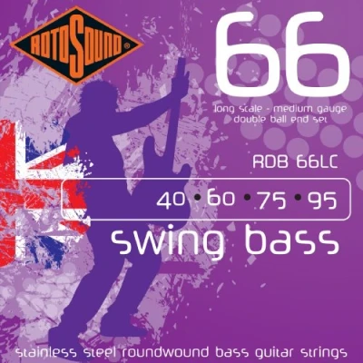 Image de Rotosound Swing Bass Jeu de cordes pour basse Acier inoxydable Filet rond Tirant light (40 60 75 95) Extrémités à double boule (Import Royaume Uni)