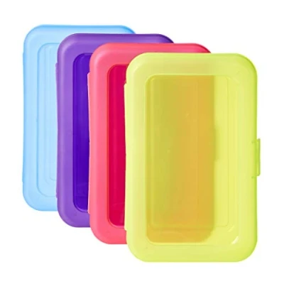 Image de Amazon Basics boîtes à crayons, 4 pièces, Multicolore, Uni