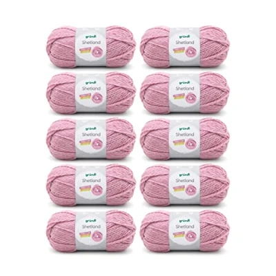 Image de Gründl Shetland Wool (Fil à Tricoter Tendance et Doux composé de 80% polyacrylique 20% Laine, 100 g / 170 m, Taille d&#039;aiguille : 7 8, 10 x g), Rose Melange