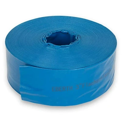 Image de EBERTH 3&quot; Tuyau d&#039;arrosage Plat pour Pompe, Longueur 40m, 3 Pouce, Diamètre 76mm, Flexible, PVC Résistant, Industriel, d&#039;eau l&#039;irrigation, Couleur Bleue