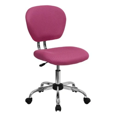 Image de Flash Furniture Beverly Chaise de Bureau pivotante à Dossier Moyen en Maille rembourrée avec Base chromée Rose