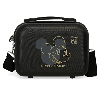Image de Moleskine Disney Mickey Outline Trousse de toilette adaptable avec bandoulière Noir 29 x 21 15 cm Rigide ABS 9,14 L 0,6 kg, Noir,